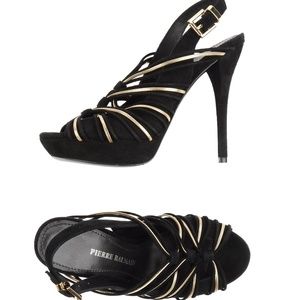Balmain Suede Metallic Peep-toe Platform Pumps NIB